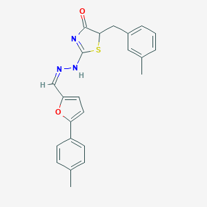 molecular formula C23H21N3O2S B404282 2-[(2Z)-2-[[5-(4-methylphenyl)furan-2-yl]methylidene]hydrazinyl]-5-[(3-methylphenyl)methyl]-1,3-thiazol-4-one 