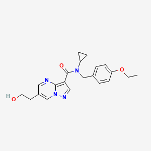 molecular formula C21H24N4O3 B4043087 N-cyclopropyl-N-(4-ethoxybenzyl)-6-(2-hydroxyethyl)pyrazolo[1,5-a]pyrimidine-3-carboxamide 