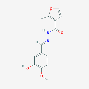 molecular formula C14H14N2O4 B404331 N'-[(E)-(3-HYDROXY-4-METHOXYPHENYL)METHYLIDENE]-2-METHYLFURAN-3-CARBOHYDRAZIDE 