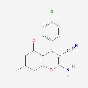 B404432 2-Amino-4-(4-chlorophenyl)-7-methyl-5-oxo-4,6,7,8-tetrahydrochromene-3-carbonitrile CAS No. 5280-75-1