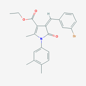 molecular formula C23H22BrNO3 B404449 ETHYL (4Z)-4-[(3-BROMOPHENYL)METHYLIDENE]-1-(3,4-DIMETHYLPHENYL)-2-METHYL-5-OXO-4,5-DIHYDRO-1H-PYRROLE-3-CARBOXYLATE 
