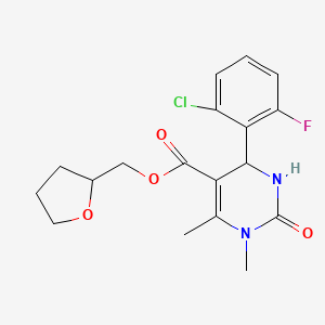 molecular formula C18H20ClFN2O4 B4044941 Tetrahydrofuran-2-ylmethyl 4-(2-chloro-6-fluorophenyl)-1,6-dimethyl-2-oxo-1,2,3,4-tetrahydropyrimidine-5-carboxylate 