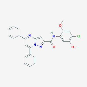 molecular formula C27H21ClN4O3 B404522 N-(4-chloro-2,5-dimethoxyphenyl)-5,7-diphenylpyrazolo[1,5-a]pyrimidine-2-carboxamide CAS No. 326923-17-5