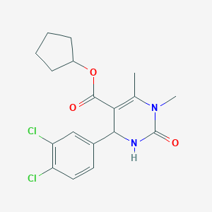 molecular formula C18H20Cl2N2O3 B404538 CYCLOPENTYL 4-(3,4-DICHLOROPHENYL)-1,6-DIMETHYL-2-OXO-3,4-DIHYDROPYRIMIDINE-5-CARBOXYLATE 