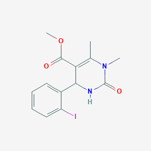 molecular formula C14H15IN2O3 B404542 Methyl 4-(2-iodophenyl)-1,6-dimethyl-2-oxo-1,2,3,4-tetrahydro-5-pyrimidinecarboxylate 