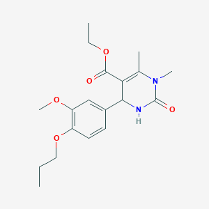 molecular formula C19H26N2O5 B404545 Ethyl 4-(3-methoxy-4-propoxyphenyl)-1,6-dimethyl-2-oxo-1,2,3,4-tetrahydropyrimidine-5-carboxylate 