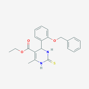 molecular formula C21H22N2O3S B404546 ETHYL 4-[2-(BENZYLOXY)PHENYL]-6-METHYL-2-SULFANYLIDENE-1,2,3,4-TETRAHYDROPYRIMIDINE-5-CARBOXYLATE 