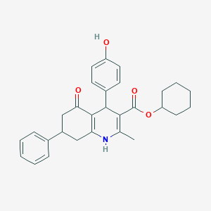 molecular formula C29H31NO4 B404547 Cyclohexyl 4-(4-hydroxyphenyl)-2-methyl-5-oxo-7-phenyl-1,4,5,6,7,8-hexahydro-3-quinolinecarboxylate 