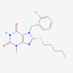 molecular formula C18H21ClN4O2S B404565 7-(2-chlorobenzyl)-3-methyl-8-(pentylsulfanyl)-3,7-dihydro-1H-purine-2,6-dione CAS No. 331841-38-4