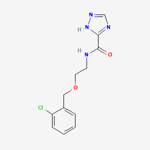 molecular formula C12H13ClN4O2 B4045770 N-{2-[(2-chlorobenzyl)oxy]ethyl}-1H-1,2,4-triazole-5-carboxamide 
