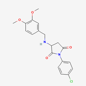 molecular formula C19H19ClN2O4 B4045835 1-(4-Chlorophenyl)-3-[(3,4-dimethoxybenzyl)amino]pyrrolidine-2,5-dione 