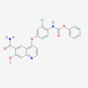 molecular formula C24H18ClN3O5 B040459 Phenyl (4-((6-carbamoyl-7-methoxyquinolin-4-yl)oxy)-2-chlorophenyl)carbamate CAS No. 417722-95-3