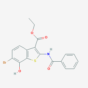 molecular formula C18H14BrNO4S B404598 ethyl 2-benzamido-6-bromo-7-hydroxy-1-benzothiophene-3-carboxylate CAS No. 113407-94-6