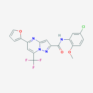 molecular formula C19H12ClF3N4O3 B404708 N-(5-chloro-2-methoxyphenyl)-5-(furan-2-yl)-7-(trifluoromethyl)pyrazolo[1,5-a]pyrimidine-2-carboxamide 