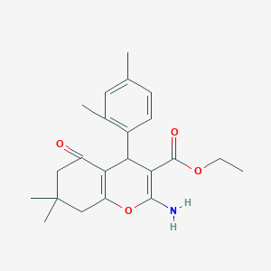 molecular formula C22H27NO4 B404730 ethyl 2-amino-4-(2,4-dimethylphenyl)-7,7-dimethyl-5-oxo-5,6,7,8-tetrahydro-4H-chromene-3-carboxylate 