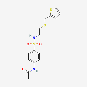 molecular formula C15H18N2O3S3 B4047670 N-{4-[({2-[(2-thienylmethyl)thio]ethyl}amino)sulfonyl]phenyl}acetamide 