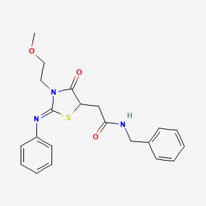 molecular formula C21H23N3O3S B4047782 N-benzyl-2-[3-(2-methoxyethyl)-4-oxo-2-phenylimino-1,3-thiazolidin-5-yl]acetamide 