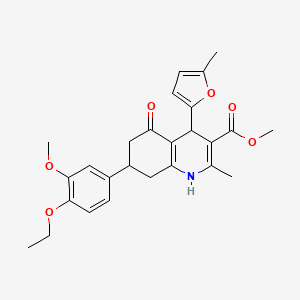 molecular formula C26H29NO6 B4047841 Methyl 7-(4-ethoxy-3-methoxyphenyl)-2-methyl-4-(5-methylfuran-2-yl)-5-oxo-1,4,5,6,7,8-hexahydroquinoline-3-carboxylate 