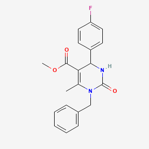 molecular formula C20H19FN2O3 B4048252 Methyl 3-benzyl-6-(4-fluorophenyl)-4-methyl-2-oxo-1,6-dihydropyrimidine-5-carboxylate 