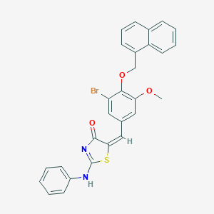 (5E)-2-anilino-5-[[3-bromo-5-methoxy-4-(naphthalen-1-ylmethoxy)phenyl]methylidene]-1,3-thiazol-4-one