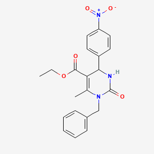 molecular formula C21H21N3O5 B4048370 Ethyl 3-benzyl-4-methyl-6-(4-nitrophenyl)-2-oxo-1,6-dihydropyrimidine-5-carboxylate 