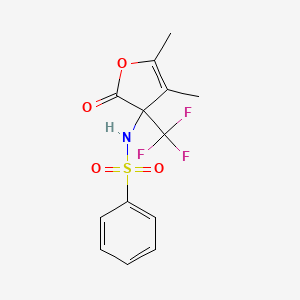 molecular formula C13H12F3NO4S B4048533 N-[4,5-dimethyl-2-oxo-3-(trifluoromethyl)furan-3-yl]benzenesulfonamide 