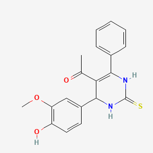 molecular formula C19H18N2O3S B4048716 1-[4-(4-hydroxy-3-methoxyphenyl)-6-phenyl-2-thioxo-1,2,3,4-tetrahydro-5-pyrimidinyl]ethanone 