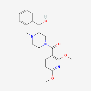 molecular formula C20H25N3O4 B4048728 [2-({4-[(2,6-dimethoxypyridin-3-yl)carbonyl]piperazin-1-yl}methyl)phenyl]methanol 