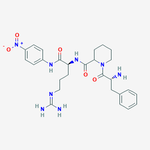 molecular formula C27H36N8O5 B040496 1-[(2R)-2-Amino-3-phenylpropanoyl]-N-[(2S)-5-(diaminomethylideneamino)-1-(4-nitroanilino)-1-oxopentan-2-yl]piperidine-2-carboxamide CAS No. 115388-96-0