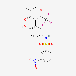 molecular formula C20H19F3N2O7S B4049683 N-{4-hydroxy-3-[3-methyl-2-oxo-1-(trifluoroacetyl)butyl]phenyl}-4-methyl-3-nitrobenzenesulfonamide 