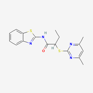 molecular formula C17H18N4OS2 B4050226 N-(1,3-benzothiazol-2-yl)-2-[(4,6-dimethylpyrimidin-2-yl)sulfanyl]butanamide 