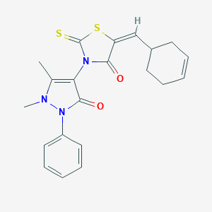 (5E)-5-(3-cyclohexen-1-ylmethylene)-3-(1,5-dimethyl-3-oxo-2-phenyl-2,3-dihydro-1H-pyrazol-4-yl)-2-thioxo-1,3-thiazolidin-4-one