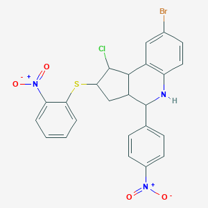 8-bromo-1-chloro-4-{4-nitrophenyl}-2-({2-nitrophenyl}sulfanyl)-2,3,3a,4,5,9b-hexahydro-1H-cyclopenta[c]quinoline