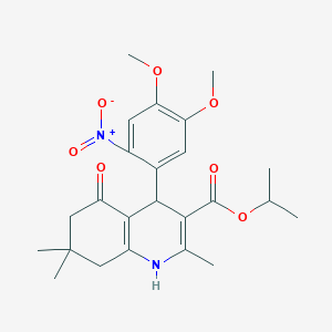 molecular formula C24H30N2O7 B405078 Propan-2-yl 4-(4,5-dimethoxy-2-nitrophenyl)-2,7,7-trimethyl-5-oxo-1,4,5,6,7,8-hexahydroquinoline-3-carboxylate 