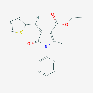 molecular formula C19H17NO3S B405112 ethyl (4Z)-2-methyl-5-oxo-1-phenyl-4-(thiophen-2-ylmethylidene)-4,5-dihydro-1H-pyrrole-3-carboxylate 