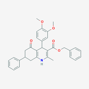 molecular formula C32H31NO5 B405138 Benzyl 4-(3,4-dimethoxyphenyl)-2-methyl-5-oxo-7-phenyl-1,4,5,6,7,8-hexahydroquinoline-3-carboxylate 