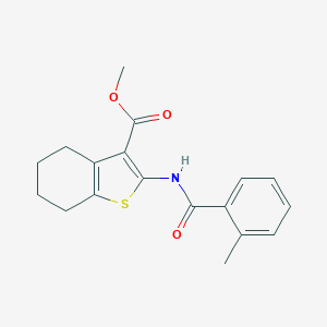 molecular formula C18H19NO3S B405159 Methyl 2-[(2-methylbenzoyl)amino]-4,5,6,7-tetrahydro-1-benzothiophene-3-carboxylate 