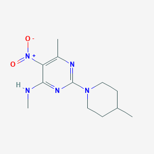 molecular formula C12H19N5O2 B4051806 N,6-dimethyl-2-(4-methylpiperidin-1-yl)-5-nitropyrimidin-4-amine 
