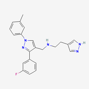 molecular formula C22H22FN5 B4052232 N-[[3-(3-fluorophenyl)-1-(3-methylphenyl)pyrazol-4-yl]methyl]-2-(1H-pyrazol-4-yl)ethanamine 
