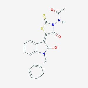 molecular formula C20H15N3O3S2 B405225 N-{5-[(3E)-1-BENZYL-2-OXO-2,3-DIHYDRO-1H-INDOL-3-YLIDENE]-4-OXO-2-SULFANYLIDENE-1,3-THIAZOLIDIN-3-YL}ACETAMIDE 