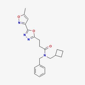 molecular formula C21H24N4O3 B4052307 N-benzyl-N-(cyclobutylmethyl)-3-[5-(5-methyl-1,2-oxazol-3-yl)-1,3,4-oxadiazol-2-yl]propanamide 