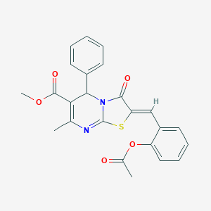 molecular formula C24H20N2O5S B405242 METHYL (2Z)-2-{[2-(ACETYLOXY)PHENYL]METHYLIDENE}-7-METHYL-3-OXO-5-PHENYL-2H,3H,5H-[1,3]THIAZOLO[3,2-A]PYRIMIDINE-6-CARBOXYLATE 