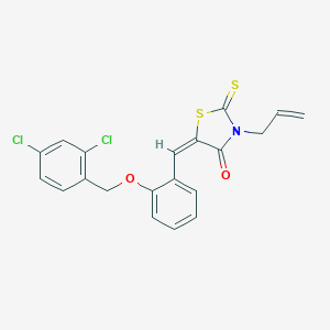 molecular formula C20H15Cl2NO2S2 B405329 (5E)-5-({2-[(2,4-DICHLOROPHENYL)METHOXY]PHENYL}METHYLIDENE)-3-(PROP-2-EN-1-YL)-2-SULFANYLIDENE-1,3-THIAZOLIDIN-4-ONE 