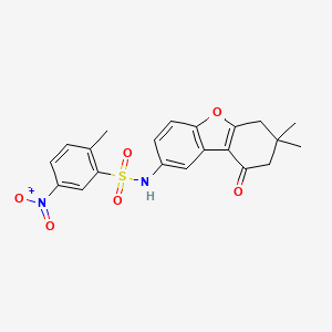 molecular formula C21H20N2O6S B4053412 N-(7,7-dimethyl-9-oxo-6,7,8,9-tetrahydrodibenzo[b,d]furan-2-yl)-2-methyl-5-nitrobenzenesulfonamide 