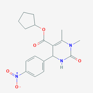molecular formula C18H21N3O5 B405351 Cyclopentyl 1,6-dimethyl-4-(4-nitrophenyl)-2-oxo-1,2,3,4-tetrahydropyrimidine-5-carboxylate 