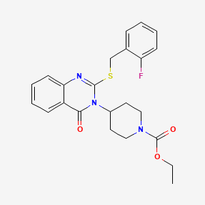 molecular formula C23H24FN3O3S B4053532 ethyl 4-[2-[(2-fluorobenzyl)thio]-4-oxo-3(4H)-quinazolinyl]-1-piperidinecarboxylate 