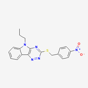 molecular formula C19H17N5O2S B4053759 3-[(4-nitrobenzyl)sulfanyl]-5-propyl-5H-[1,2,4]triazino[5,6-b]indole 