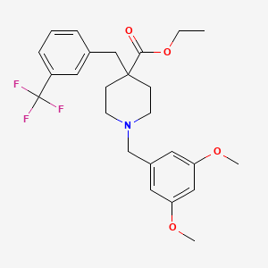 molecular formula C25H30F3NO4 B4054082 ethyl 1-(3,5-dimethoxybenzyl)-4-[3-(trifluoromethyl)benzyl]-4-piperidinecarboxylate 
