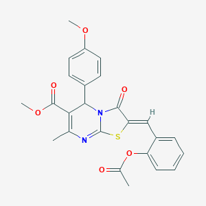 molecular formula C25H22N2O6S B405424 METHYL (2Z)-2-{[2-(ACETYLOXY)PHENYL]METHYLIDENE}-5-(4-METHOXYPHENYL)-7-METHYL-3-OXO-2H,3H,5H-[1,3]THIAZOLO[3,2-A]PYRIMIDINE-6-CARBOXYLATE 