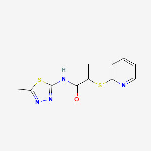 molecular formula C11H12N4OS2 B4054273 N-(5-methyl-1,3,4-thiadiazol-2-yl)-2-(pyridin-2-ylsulfanyl)propanamide 